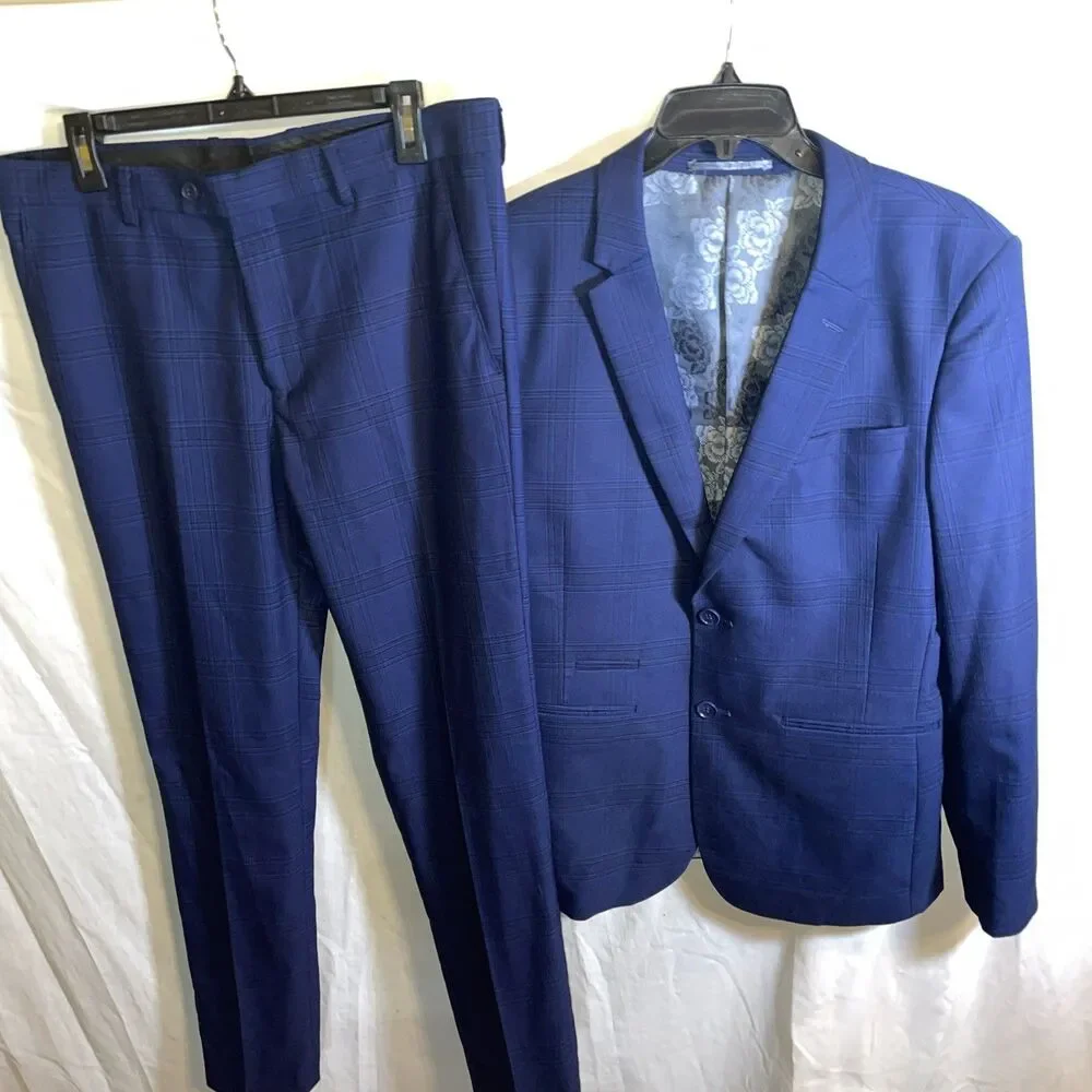 Alberto Cardinali Men’s 2 Piece Suit Size 40L Navy Blue Business Formal City